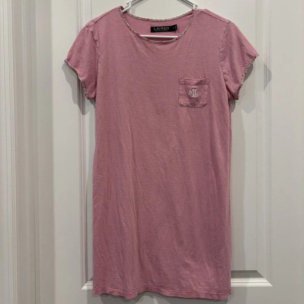 Lauren Ralph Lauren Pajama Night Gown Womens Size Small Pink White Striped